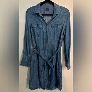 untuckit denim dress UNTUCKit Womens Blue Denim Button Front Mini Shirt Dress Indigo Size 2